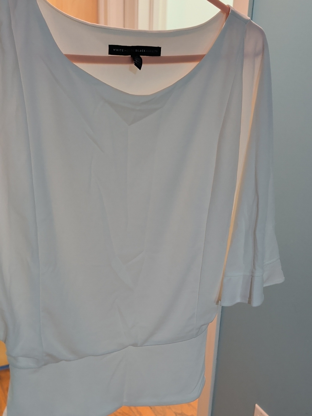 White House Black Market White Scoop Neck Dolman Blouse